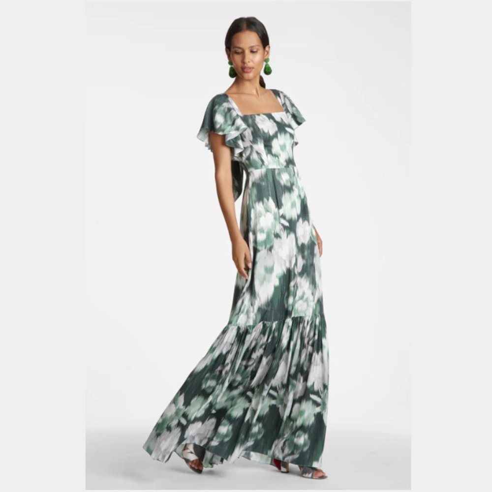 Sachin + Babi Sarya Gown - Emerald Ikat NWT Sz 8